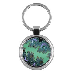 Celtic Symbolic Fractal Design In Green Key Chain (round) by UROCKtheWorldDesign