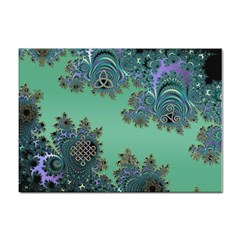 Celtic Symbolic Fractal Design In Green A4 Sticker 100 Pack by UROCKtheWorldDesign