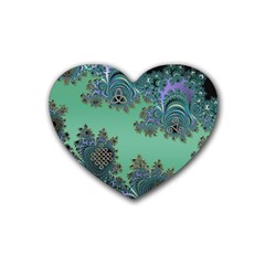 Celtic Symbolic Fractal Design In Green Drink Coasters 4 Pack (heart)  by UROCKtheWorldDesign