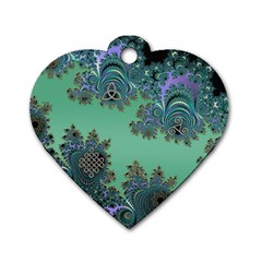 Celtic Symbolic Fractal Design In Green Dog Tag Heart (one Sided)  by UROCKtheWorldDesign