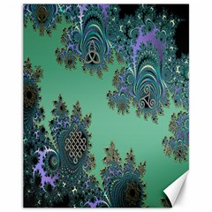 Celtic Symbolic Fractal Design In Green Canvas 11  X 14  (unframed) by UROCKtheWorldDesign