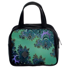 Celtic Symbolic Fractal Design In Green Classic Handbag (two Sides) by UROCKtheWorldDesign