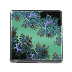 Celtic Symbolic Fractal Design In Green Memory Card Reader With Storage (square)