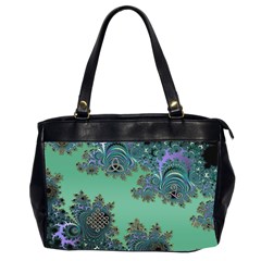 Celtic Symbolic Fractal Design In Green Oversize Office Handbag (two Sides) by UROCKtheWorldDesign