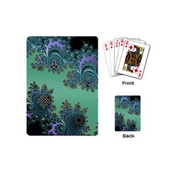 Celtic Symbolic Fractal Design In Green Playing Cards (mini) by UROCKtheWorldDesign