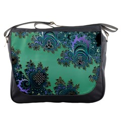 Celtic Symbolic Fractal Design In Green Messenger Bag by UROCKtheWorldDesign