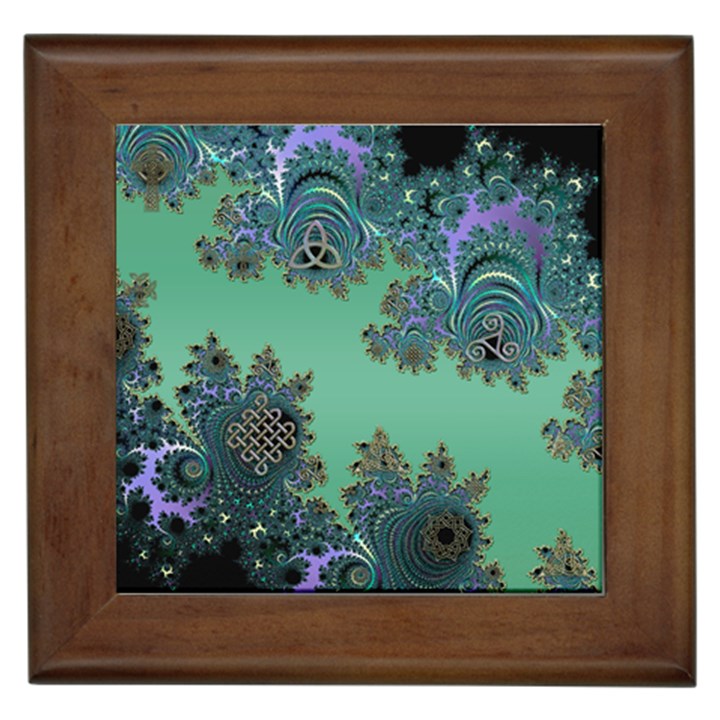 Celtic Symbolic Fractal Framed Ceramic Tile