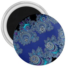 Blue Metallic Celtic Fractal 3  Button Magnet