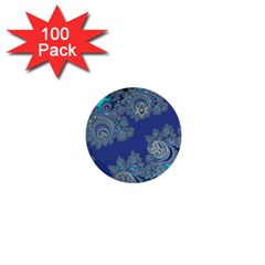 Blue Metallic Celtic Fractal 1  Mini Button (100 Pack)