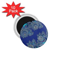 Blue Metallic Celtic Fractal 1 75  Button Magnet (10 Pack) by UROCKtheWorldDesign