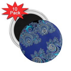 Blue Metallic Celtic Fractal 2 25  Button Magnet (10 Pack) by UROCKtheWorldDesign