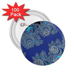 Blue Metallic Celtic Fractal 2 25  Button (100 Pack)