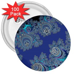 Blue Metallic Celtic Fractal 3  Button (100 Pack) by UROCKtheWorldDesign