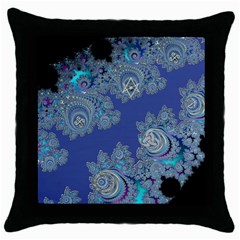 Blue Metallic Celtic Fractal Black Throw Pillow Case by UROCKtheWorldDesign