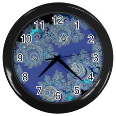 Blue Metallic Celtic Fractal Wall Clock (black)