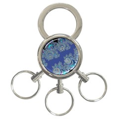 Blue Metallic Celtic Fractal 3-ring Key Chain