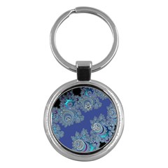 Blue Metallic Celtic Fractal Key Chain (round)