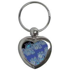 Blue Metallic Celtic Fractal Key Chain (heart)