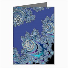 Blue Metallic Celtic Fractal Greeting Card by UROCKtheWorldDesign