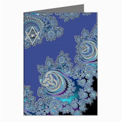 Blue Metallic Celtic Fractal Greeting Card (8 Pack)