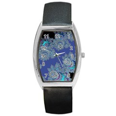 Blue Metallic Celtic Fractal Tonneau Leather Watch