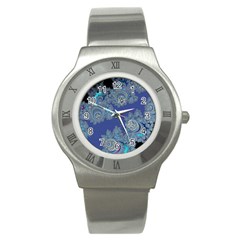 Blue Metallic Celtic Fractal Stainless Steel Watch (slim)