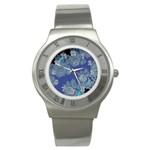 Blue Metallic Celtic Fractal Stainless Steel Watch (Slim) Front