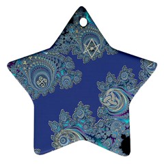 Blue Metallic Celtic Fractal Star Ornament (two Sides) by UROCKtheWorldDesign