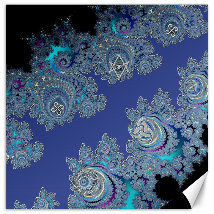 Blue Metallic Celtic Fractal Canvas 16  x 16  (Unframed)