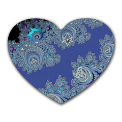 Blue Metallic Celtic Fractal Mouse Pad (heart)