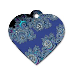 Blue Metallic Celtic Fractal Dog Tag Heart (two Sided)