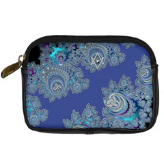 Blue Metallic Celtic Fractal Digital Camera Leather Case