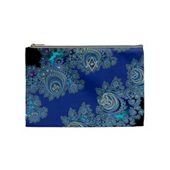 Blue Metallic Celtic Fractal Cosmetic Bag (medium)