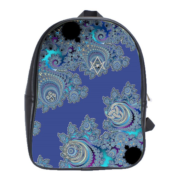 Blue Metallic Celtic Fractal School Bag (Large)