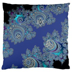 Blue Metallic Celtic Fractal Large Cushion Case (single Sided) 