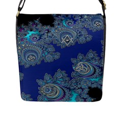 Blue Metallic Celtic Fractal Flap Closure Messenger Bag (large) by UROCKtheWorldDesign