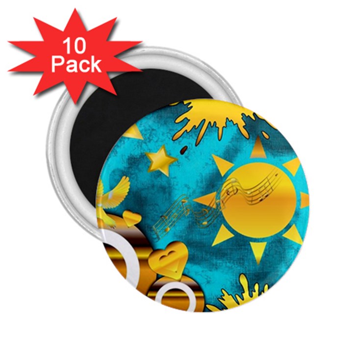 Musical Peace 2.25  Button Magnet (10 pack)