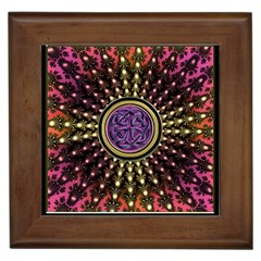 Hot Lavender Celtic Fractal Framed Mandala Framed Ceramic Tile by UROCKtheWorldDesign