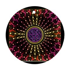 Hot Lavender Celtic Fractal Framed Mandala Round Ornament