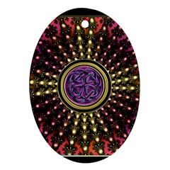 Hot Lavender Celtic Fractal Framed Mandala Oval Ornament