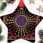 Hot Lavender Celtic Fractal Framed Mandala Star Ornament Front