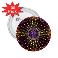 Hot Lavender Celtic Fractal Framed Mandala 2 25  Button (100 Pack)