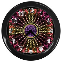 Hot Lavender Celtic Fractal Framed Mandala Wall Clock (black)