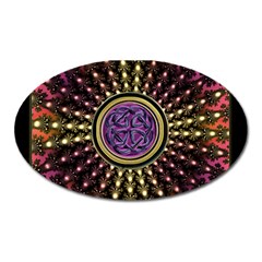 Hot Lavender Celtic Fractal Framed Mandala Magnet (oval)