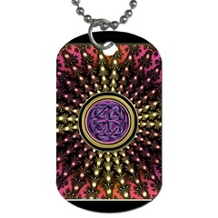 Hot Lavender Celtic Fractal Framed Mandala Dog Tag (one Sided) by UROCKtheWorldDesign