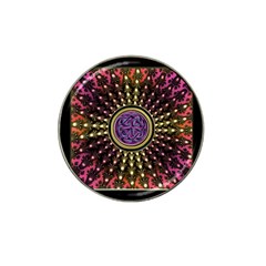 Hot Lavender Celtic Fractal Framed Mandala Golf Ball Marker 4 Pack (for Hat Clip) by UROCKtheWorldDesign