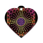 Hot Lavender Celtic Fractal Framed Mandala Dog Tag Heart (One Sided)  Front