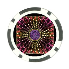 Hot Lavender Celtic Fractal Framed Mandala Poker Chip