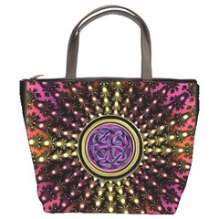 Hot Lavender Celtic Fractal Framed Mandala Bucket Handbag