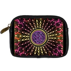 Hot Lavender Celtic Fractal Framed Mandala Digital Camera Leather Case